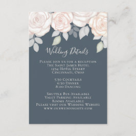 Elegant Waterverf Blush Floral kalligrafie Foto Informatiekaartje