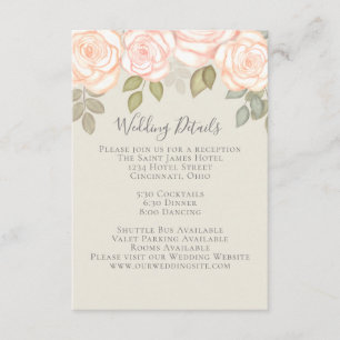 Elegant Waterverf Blush Floral kalligrafie Foto Informatiekaartje
