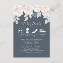 Elegant Waterverf Blush Floral kalligrafie Foto Informatiekaartje