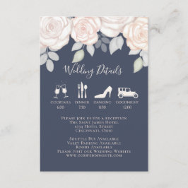 Elegant Waterverf Blush Floral kalligrafie Foto Informatiekaartje