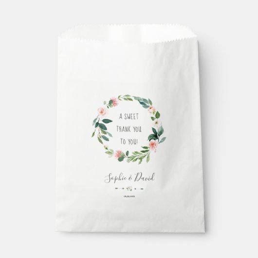 Elegant Waterverf Blush Flowers Wreatding Wedding Bedankzakje (Voorkant)