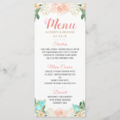 Elegant Waterverf Blush Peach Floral Wedding Menu (Voorkant)