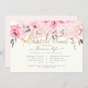 Elegant Waterverf Blush Peonies Rehearsal Dinner Kaart