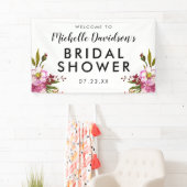 Elegant Waterverf Blush Pink Floral Vrijgezellenfe Spandoek (Insitu)