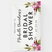 Elegant Waterverf Blush Pink Floral Vrijgezellenfe Spandoek (Verticaal)