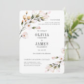 Elegant Waterverf Blush Pink Floral Wedding Kaart (Staand voorkant)