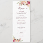 Elegant Waterverf Blush Pink Floral Wedding Menu (Voorkant)