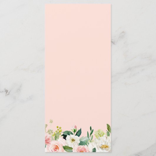 Elegant Waterverf Blush Pink Floral Wedding Menu (Achterkant)