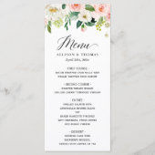 Elegant Waterverf Blush Pink Floral Wedding Menu (Voorkant)