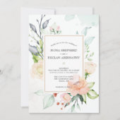 Elegant Waterverf Blush Pink Floral Wedding Uitnod Kaart (Voorkant)