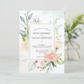 Elegant Waterverf Blush Pink Floral Wedding Uitnod Kaart (Staand voorkant)