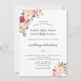 Elegant Waterverf Blush Pink Flowers Weddenschap Kaart