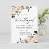 Elegant Waterverf Blush Pink Flowers Weddenschap Kaart (Staand voorkant)