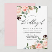 Elegant Waterverf Blush Pink Flowers Weddenschap Kaart (Voorkant / Achterkant)