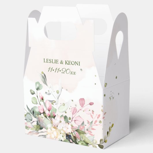 Elegant Waterverf Blush Pink Gum Eucalyptus Bedankdoosjes (Geopend)