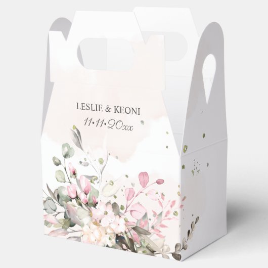 Elegant Waterverf Blush Pink Gum Eucalyptus Bedankdoosjes (Geopend)