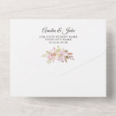 Elegant Waterverf Blush Pink Lilies Wedding All In One Uitnodiging (Achterkant)