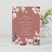 Elegant Waterverf Blush Pink Magnolia Kaart (Staand voorkant)