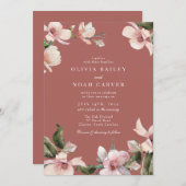 Elegant Waterverf Blush Pink Magnolia Kaart (Voorkant / Achterkant)