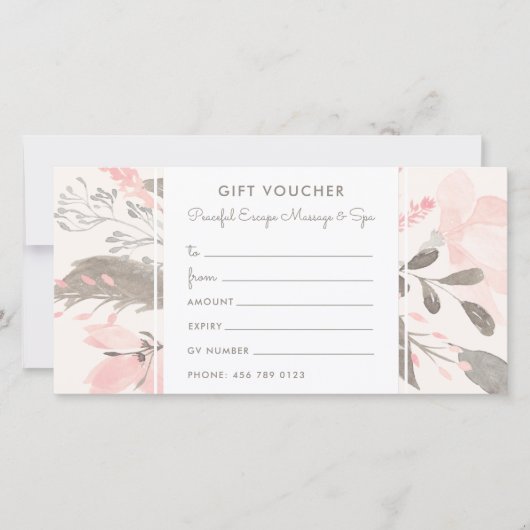 Elegant Waterverf Blush Pink Taupe Gift Voucher (Voorkant)