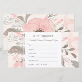 Elegant Waterverf Blush Pink Taupe Gift Voucher (Voorkant / Achterkant)