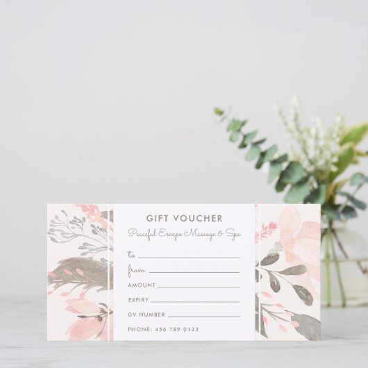 Elegant Waterverf Blush Pink Taupe Gift Voucher (Staand voorkant)