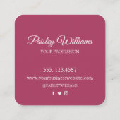 Elegant Waterverf Blush Roos Floral Script Vierkante Visitekaartje (Achterkant)