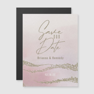 Elegant Waterverf Blush roze & Gold Save the Date Magnetische Uitnodiging