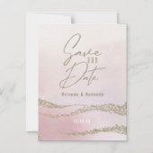 Elegant Waterverf Blush roze & Gold Save the Date Magnetische Uitnodiging (Voorkant)