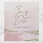 Elegant Waterverf Blush roze & Gold Save the Date Wijn Etiket (Enkel label)