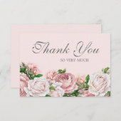 Elegant Waterverf Blush roze rozen Dank je Bedankkaart (Voorkant / Achterkant)