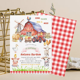 Elegant Waterverf Boerderij Baby 1e verjaardag Kaart