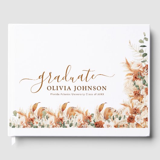 Elegant Waterverf Boho Afstuderen gastenboek (Voorkant)