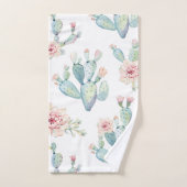 Elegant Waterverf Boho Cactus Blossom Pattern Bad Handdoek (Handdoek)