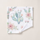 Elegant Waterverf Boho Cactus Blossom Pattern Bad Handdoek (Wasdoekje)