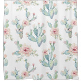 Elegant Waterverf Boho Cactus Patroon Douchegordijn (Voorkant)