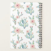 Elegant Waterverf Boho Cactus Patroonmonogram Planner (Achterkant)