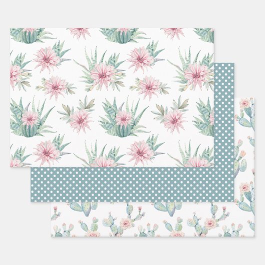 Elegant Waterverf Boho Cactus & Succulents Inpakpapier Vel (Set)