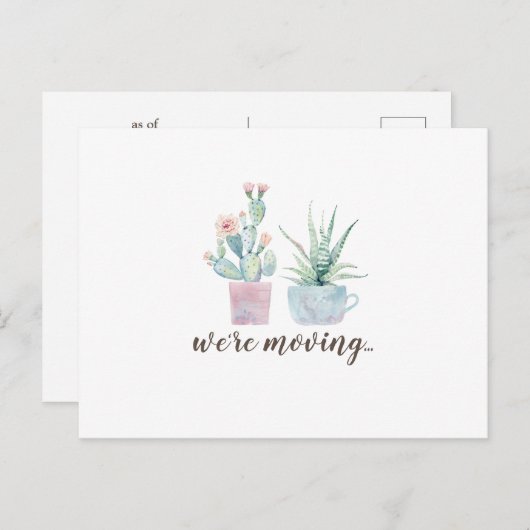 Elegant Waterverf Boho Cactus We gaan verder Briefkaart (Voorkant / Achterkant)