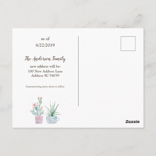 Elegant Waterverf Boho Cactus We gaan verder Briefkaart (Achterkant)