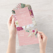 Elegant Waterverf Boho Floral country Wedding All In One Uitnodiging (Afscheurbaar)