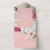 Elegant Waterverf Boho Floral country Wedding All In One Uitnodiging (Binnen)