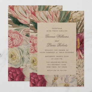 Elegant Waterverf Boho Floral country Wedding Kaart