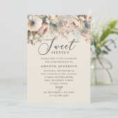 Elegant waterverf boho floral Sweet 16-jarig Kaart (Staand voorkant)