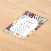 Elegant Waterverf Boho Floral Vrijgezellenfeest Acryl Uitnodigingen (Laagn)