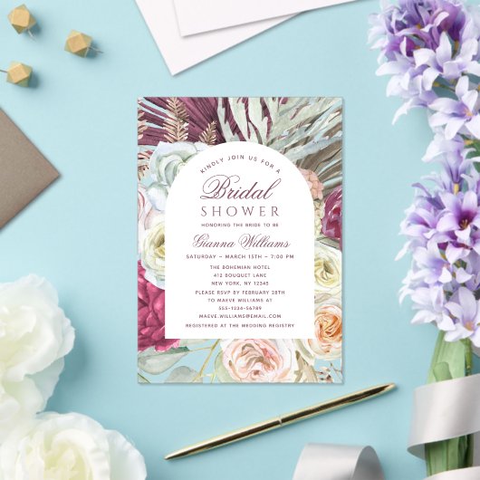 Elegant Waterverf Boho Floral Vrijgezellenfeest Acryl Uitnodigingen (Insitu (Huwelijk))