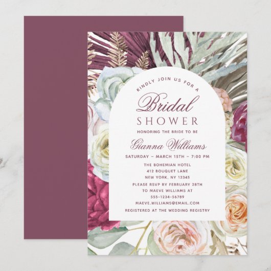 Elegant Waterverf Boho Floral Vrijgezellenfeest Kaart (Voorkant / Achterkant)