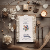 Elegant Waterverf Boho Floral Wedding All In One Uitnodiging