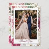 Elegant Waterverf Boho Floral Wedding Bedankkaart (Voorkant / Achterkant)