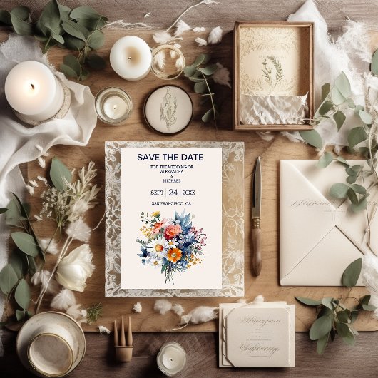 Elegant Waterverf Boho Floral Wedding Save The Date